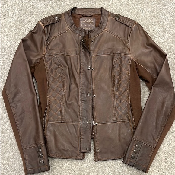 Brown Leather Motorcycle Jacket - Picture 1 of 3